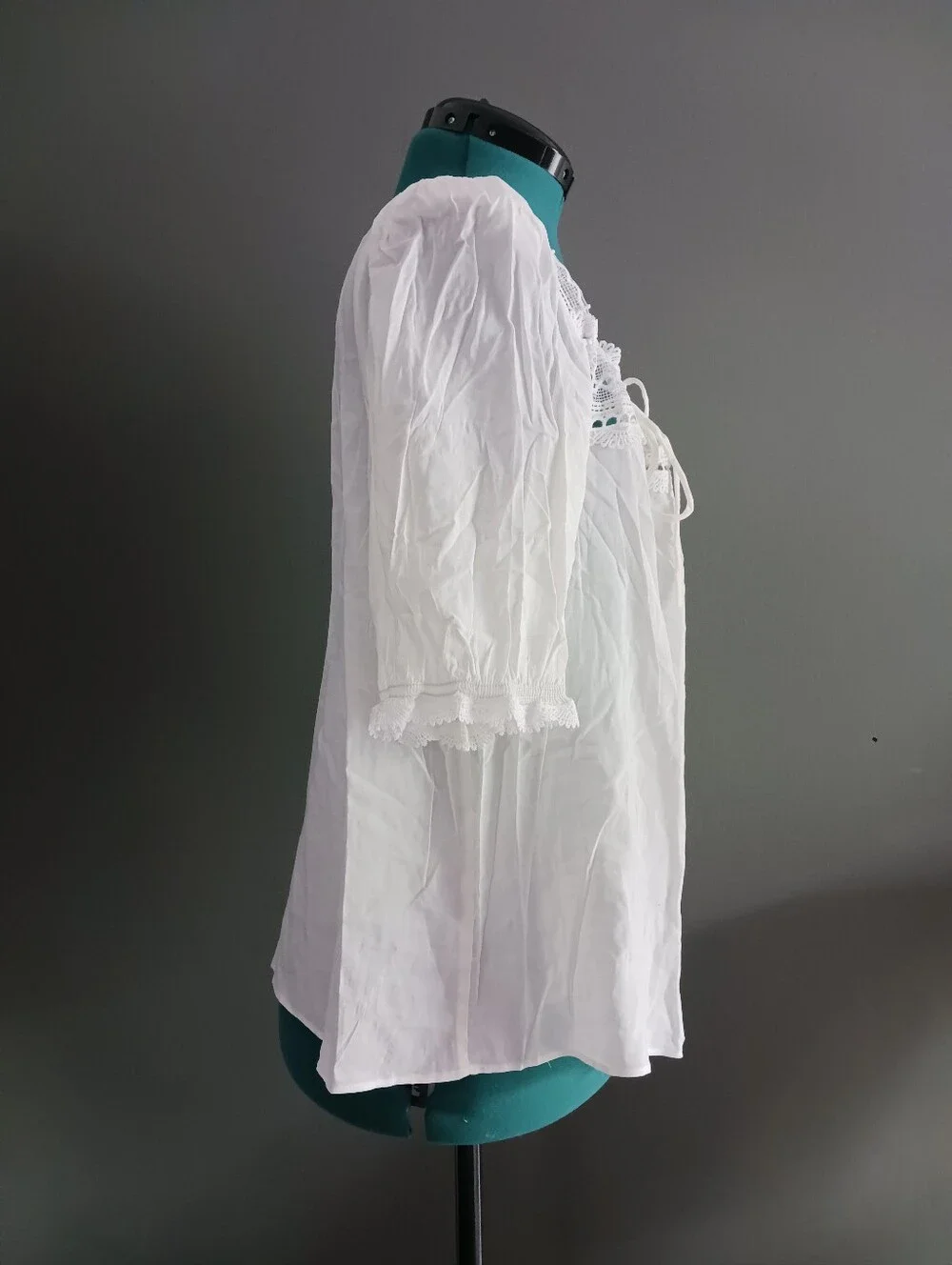 Reformation Wildflower Lace Trim Puff Sleeve Organic Cotton Blend Top Size 12